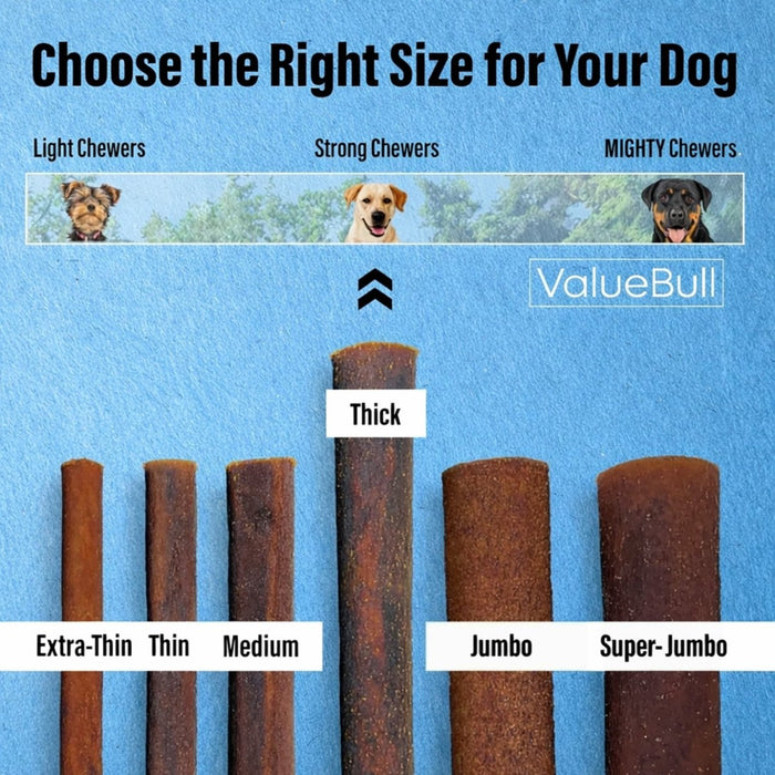 Value Pet Supplies ValueBull Buffalo Collagen Sticks for Dogs, 6 Inch Thick Chews, Natural Long-Lasting Dog Treats, 50 Count