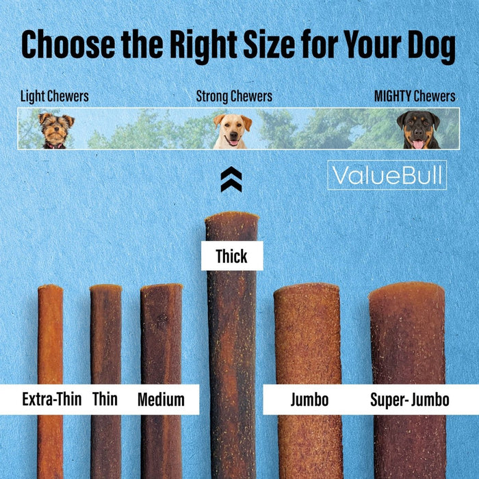 Value Pet Supplies ValueBull Collagen Sticks for Dogs, 6 Inch Thick Chews, Natural Long-Lasting Dog Treats, 50 Count
