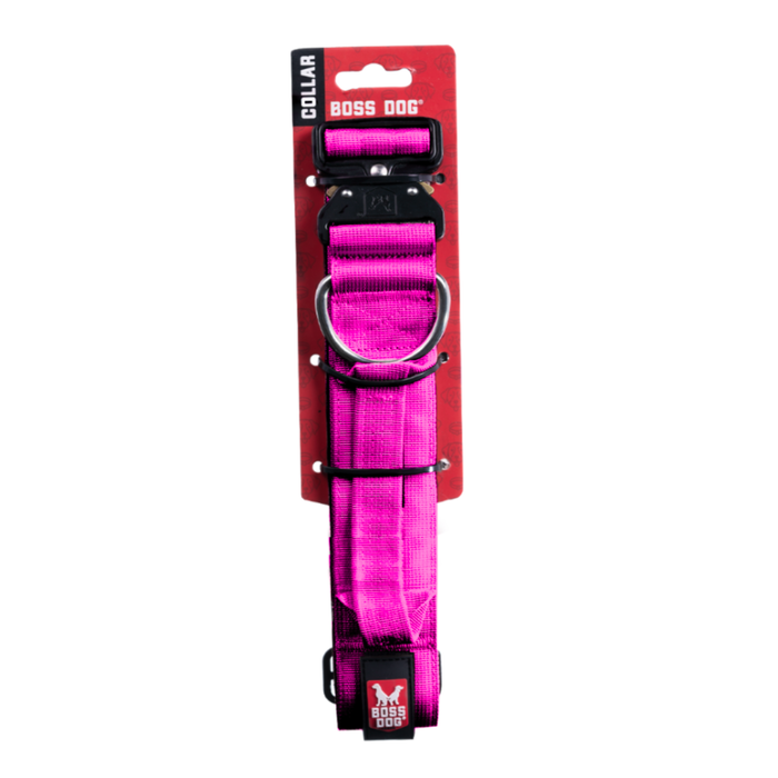 Boss Dog Tactical Adjustable Dog Collar Hot Pink LG