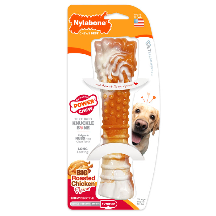 Nylabone Power Chew Textured Bone Dog Chew Toy 70th Birthday Orange Swirl Chicken X-Large (1 Count)