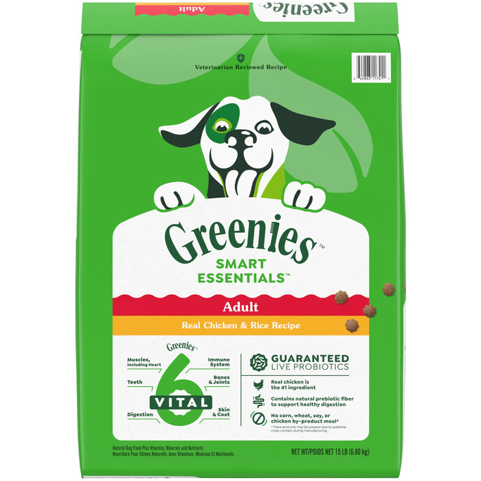 Greenies Smart Essentials Adult Dry Dog Food Chicken & Rice 15lbs