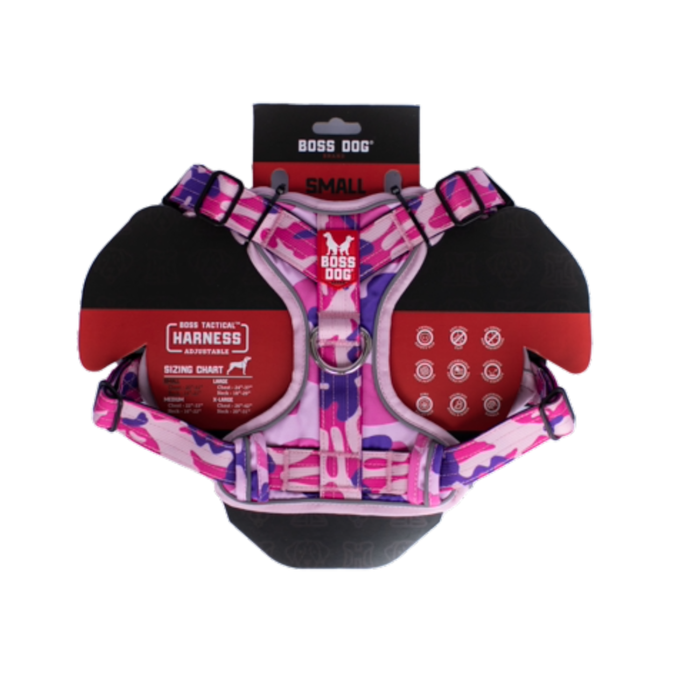 Boss Dog Tactical Dog Harness Pink Camo SM
