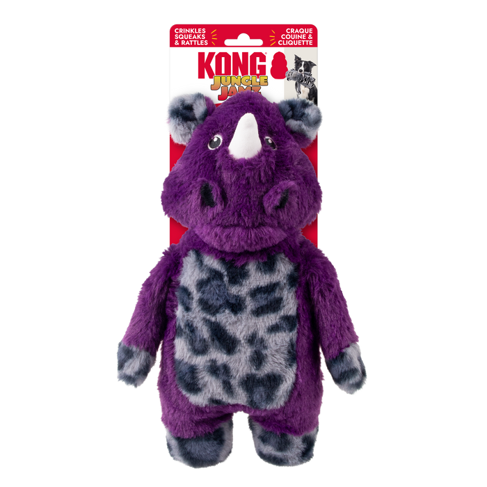 KONG Jungle Jamz Rhino Dog Toy Purple MD/LG - Image 2