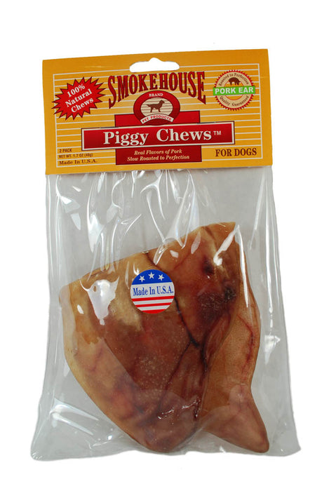 Smokehouse USA Made Natural Pig Ears Dog Chew 2 pk