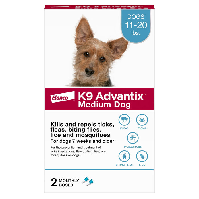 Elanco K9 Advantix Topical Flea & Tick Treatment & Prevention for Dogs 2-Month Supply MD Dogs (11-20 lbs)
