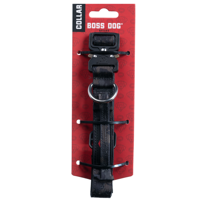 Boss Dog Tactical Adjustable Dog Collar Black Camo SM 13-16in