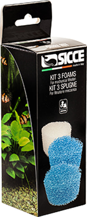 Sicce SHARK ADV Replacement Sponge Blue(2) & White(1) 3 Count - Image 2