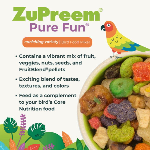 ZuPreem Pure Fun Bird Food for Small Birds - Parakeets, Budgies, Parrotlets, Canaries, Finches 2lb