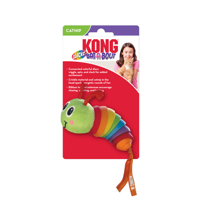 KONG Bat-A-Bout Clackz Caterpillar Cat Toy One Size - Image 2