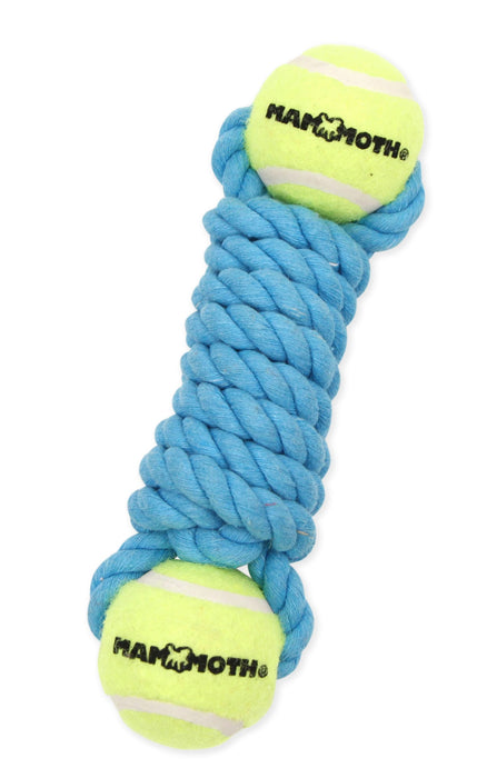 Mammoth Pet Products Twister Bone w/2 Tennis Balls Dog Toy Blue Mini 7.5in