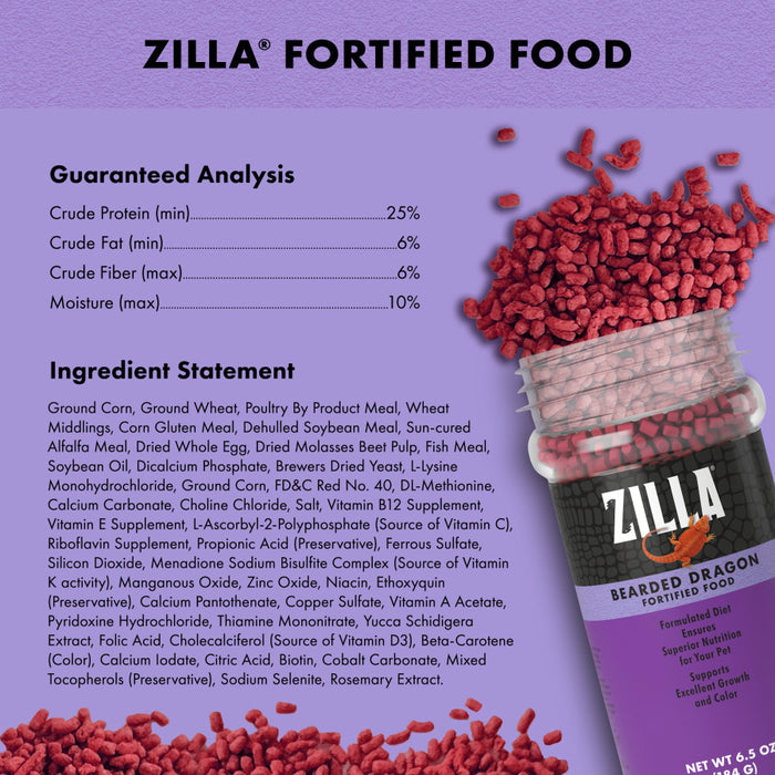 Zilla Bearded Dragon Extruded Food Pellets 6.5 Ounces