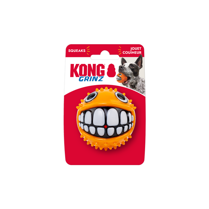 KONG Grinz Puffer Fish Dog Toy Orange MD - Image 2