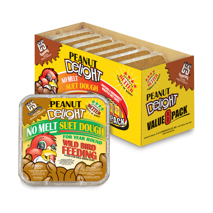 C&S Peanut Delight Suet Dough Wild Bird Food Value Pack, 8 Count