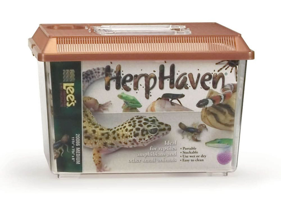 Lee's Aquarium & Pet Products HerpHaven Carrier for Reptiles & Amphibians Black 11.75in X 8in MD