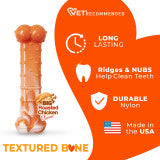 Nylabone Power Chew Textured Bone Dog Chew Toy 70th Birthday Orange Swirl Chicken Medium (1 Count)