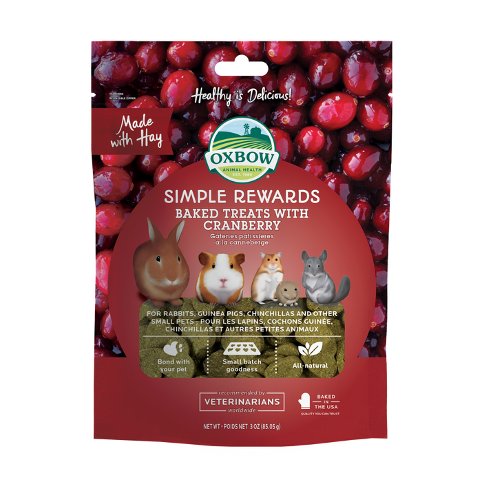 Oxbow Animal Health Simple Rewards Baked Small Animal Treats w/Cranberry 3oz