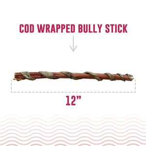 Icelandic+ Hand Wrapped Fish Stick Dog Treat Bully w/Cod Skin 12in 10pk - Image 2