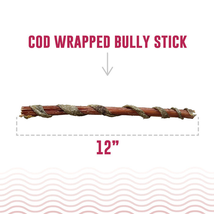 Icelandic+ Hand Wrapped Fish Stick Dog Treat Bully w/Cod Skin 12in 10pk - Image 2