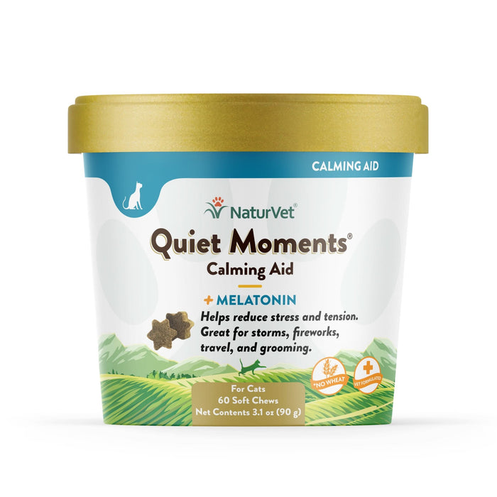 NaturVet Quiet Moments Calming Aid Plus Melatonin Cat Soft Chew 60ct