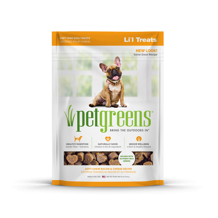 Pet Greens Li'l Treats Soft Mini Dog Treats Bacon & Cheese 6 oz