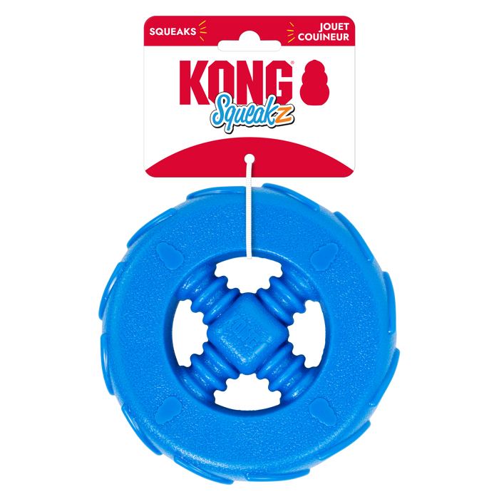KONG Squeakz Wheel Dog Toy Blue MD - Image 2