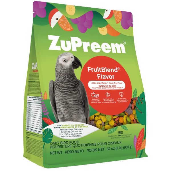 ZuPreem FruitBlend Bird Food Parrots & Conures - African Greys, Conures, Amazons, Cockatoos 2lb