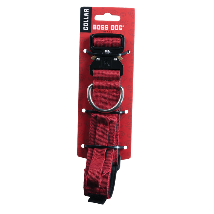 Boss Dog Tactical Adjustable Dog Collar Red LG 17-22in