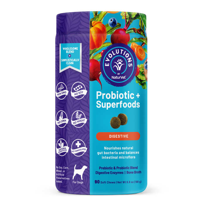 Evolutions by NaturVet Probiotic & Superfoods Digestive Support Soft Chews 90ct