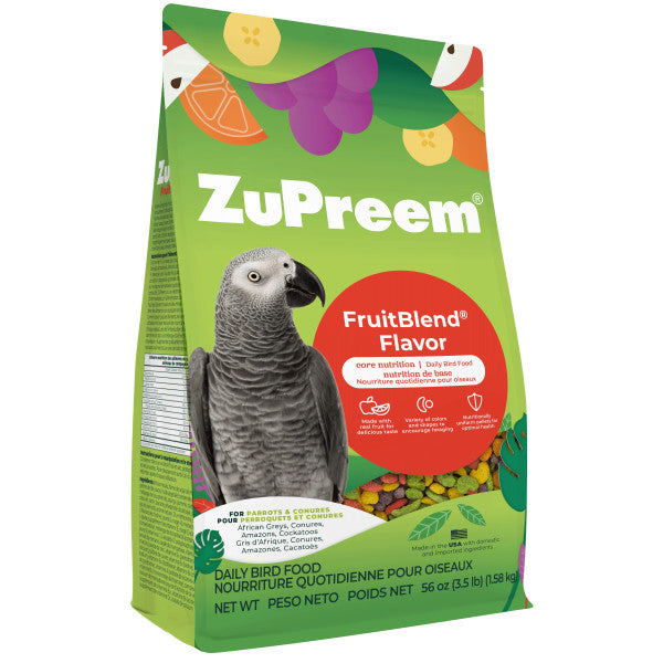 ZuPreem FruitBlend Bird Food Parrots & Conures - African Greys, Conures, Amazons, Cockatoos 3.5lb