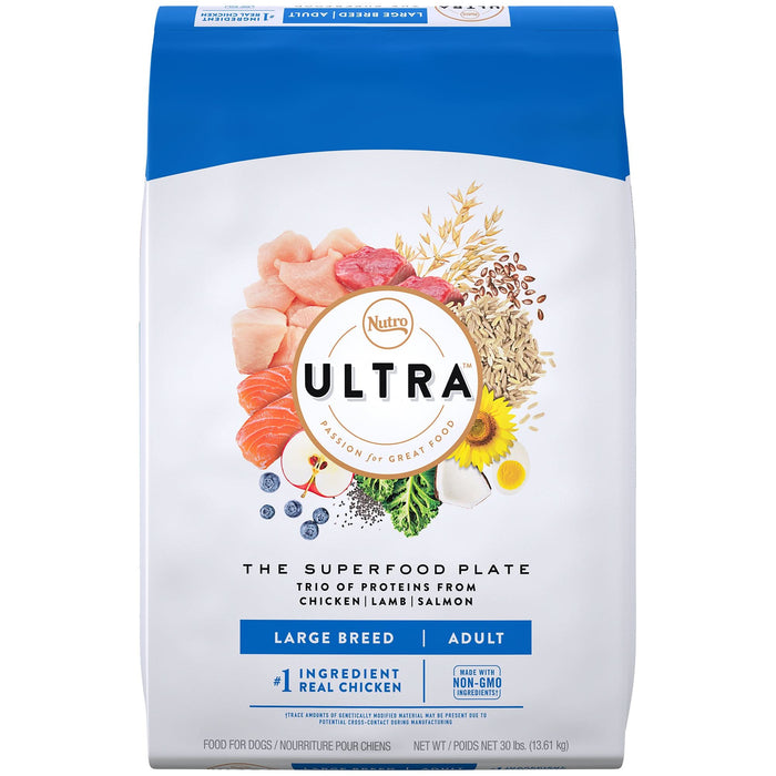 Nutro Products Ultra High Protein Large Breed Adult Dry Dog Food Trio of Proteins from Chicken, Lamb, and Salmon 30lb