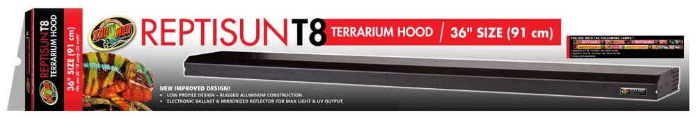 Zoo Med ReptiSun T8 Terrarium Hood Hood Only Black 36 in