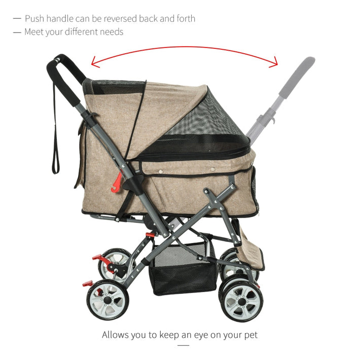 Furr Baby Gifts Pet Foldable Travel Carriage Stroller with Reversible Handle