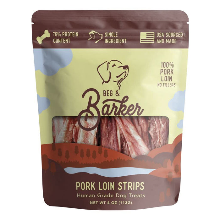 Beg & Barker Pork Loin Strip Dog Treats 4oz