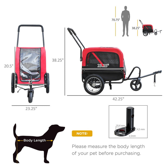 Furr Baby Gifts 3 Wheel Pet 2-in-1 Jogging Stroller Bike Trailer