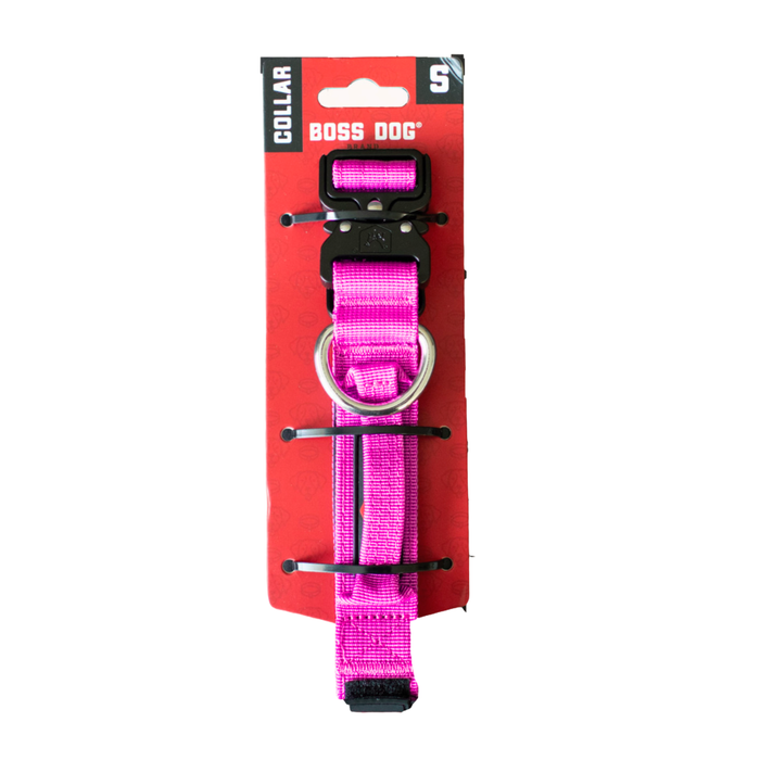 Boss Dog Tactical Adjustable Dog Collar Hot Pink SM