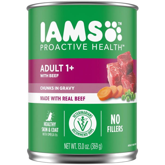 IAMS Proactive Health Chunks Adult Wet Dog Food Beef, Rice, Carrots & Green Beans in Gravy 12.3oz