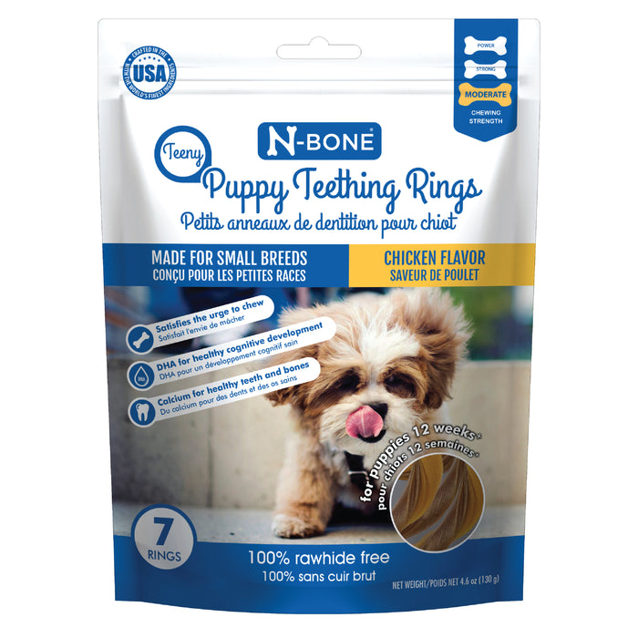 N-Bone Teeny Teething Rings for Small Breed Puppies Chicken 4.6 oz|7 pk