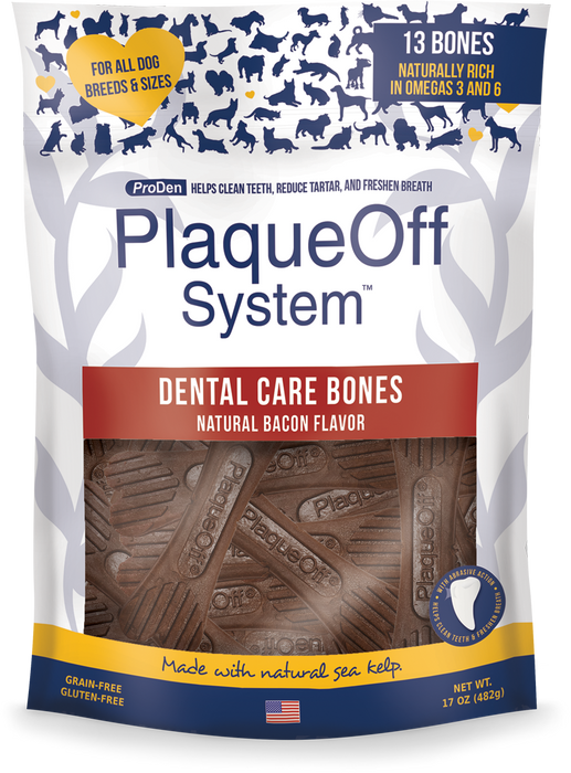 NaturVet Proden PlaqueOff System Dental Care Dog Bones Bacon 13ct