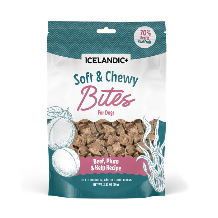 Icelandic+ Soft & Chewy Bites Dog Treat Beef & Plum 2.8oz - Image 2