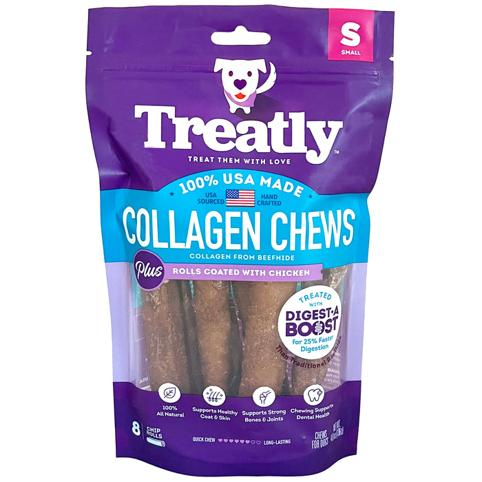 Treatly Collagen Chew Rolls Dog Treats Chicken SM 8pk