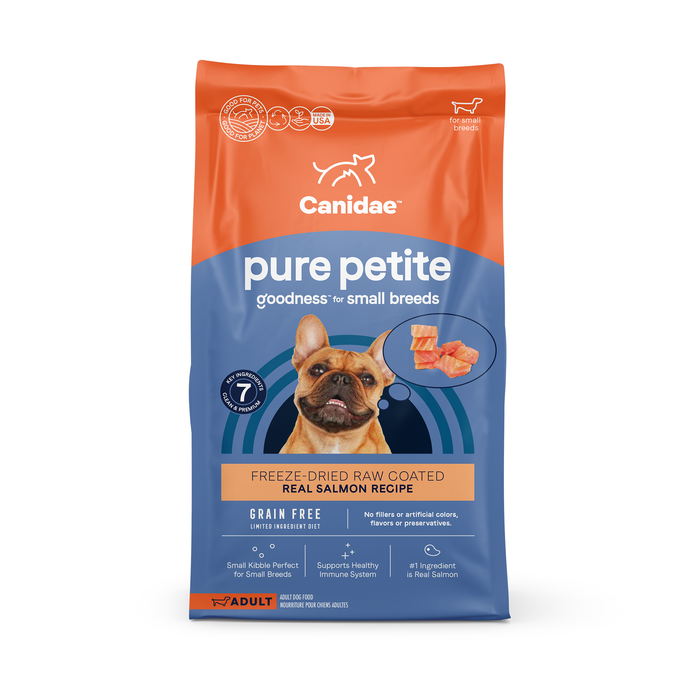 CANIDAE PURE Goodness Grain-Free LID Petite Small Breed Adult Coated Dry Dog Food Salmon 4lb