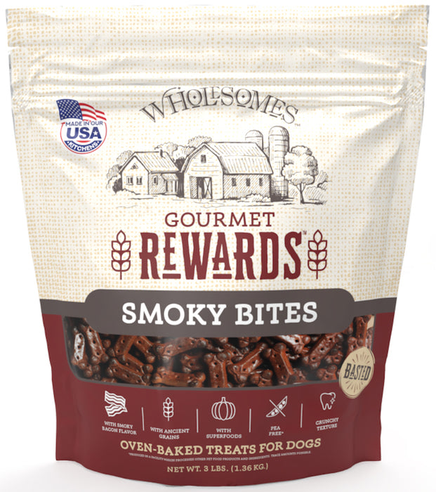 Wholesomes Gourmet Rewards Biscuit Dog Treats Smoky Bites 3lb