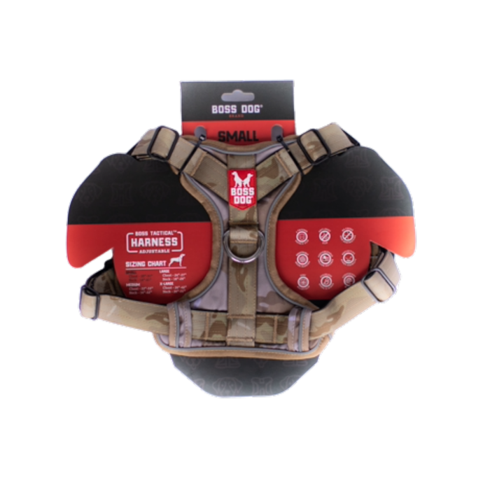 Boss Dog Tactical Dog Harness Tan Camo SM