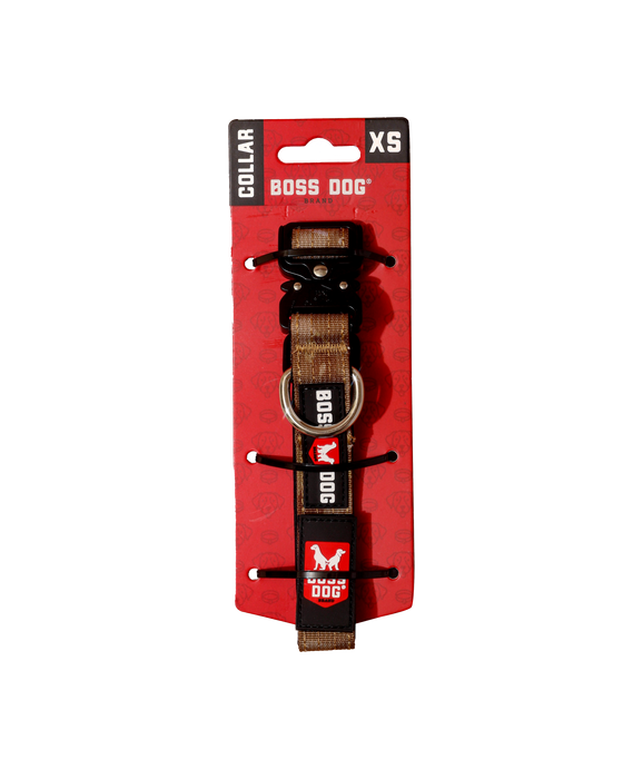 Boss Dog Tactical Adjustable Dog Collar Tan Camo XS 11-14in
