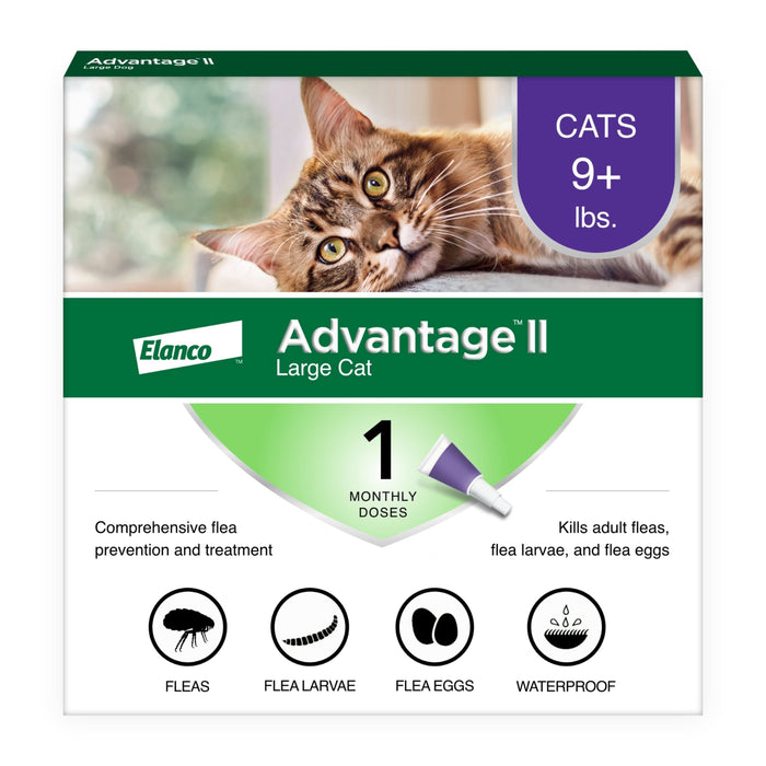 Elanco Advantage II Topical Flea Treatment & Prevention for Cats 1-Month Supply LG Cats (Over 9lbs) - Image 2