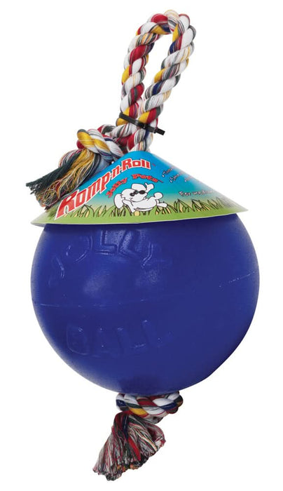 Jolly Pet Romp-n-Roll Dog Toy Durable Blue LG 8in