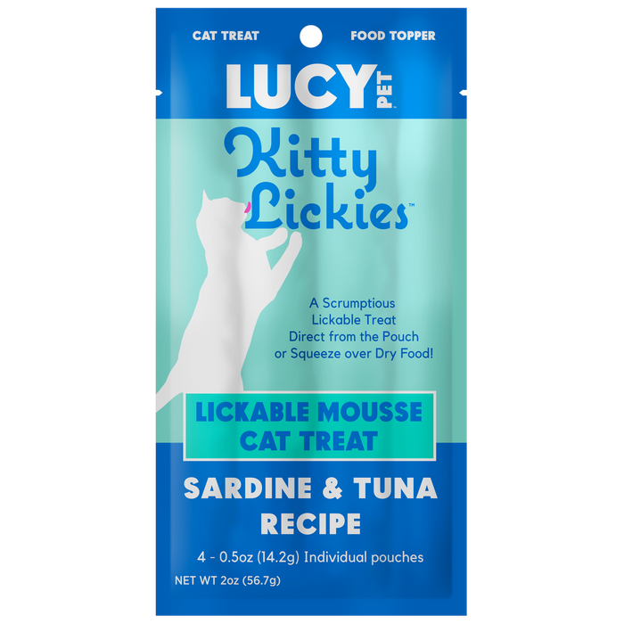 Lucy Pet Products Kitty Lickies Mousse Cat Treat Sardine & Tuna 2Oz 17ct (Pack of 17)