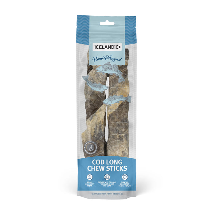 Icelandic+ Hand Wrapped Cod Skin Dog Chew Long Stick 10in 2pk - Image 2