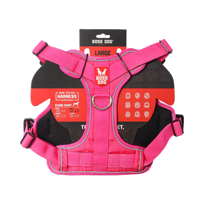 Boss Dog Tactical Dog Harness Hot Pink LG