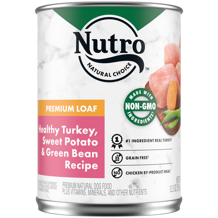 Nutro Products Premium Loaf Adult Wet Dog Food Turkey, Sweet Potato & Green Bean 12.5oz 12pk